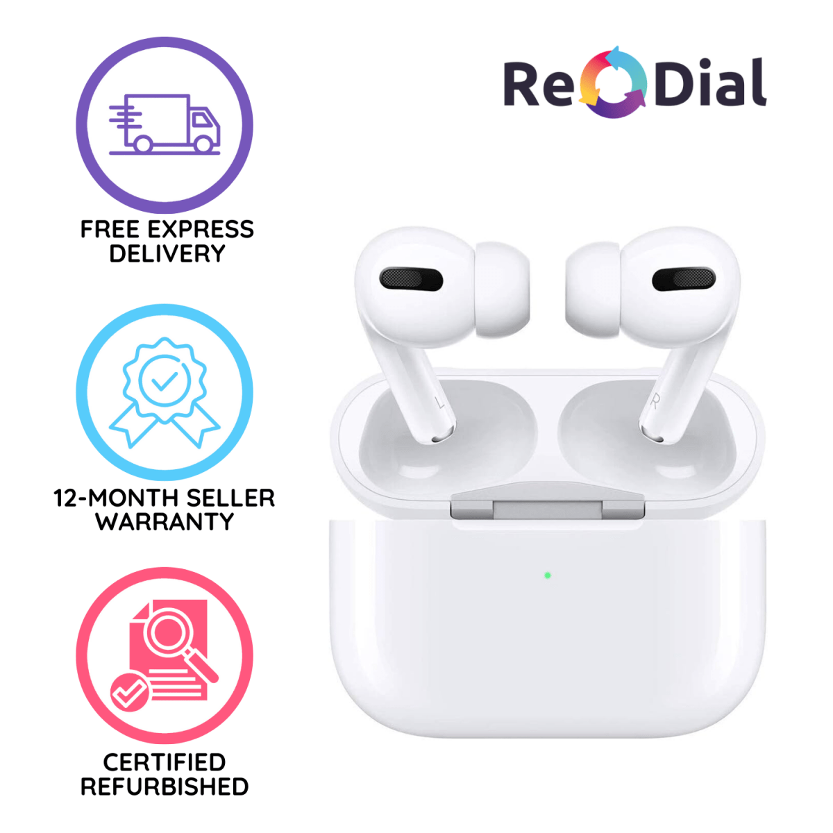 Refurbished Apple AirPods Pro (2nd generation) with Lightning Charging Case - Acceptable Condition - ReDial Refurbished Apple AirPods Pro (2nd generation) with Lightning Charging Case - Acceptable Condition - ReDial